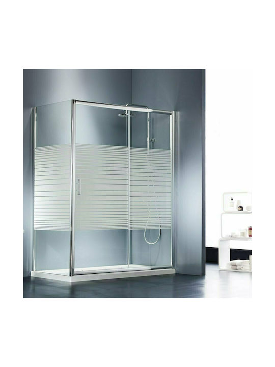 Starlet Slider SLS140S-100 Shower Screen for Shower with Sliding Door 137-141x180cm Stripes Chrome