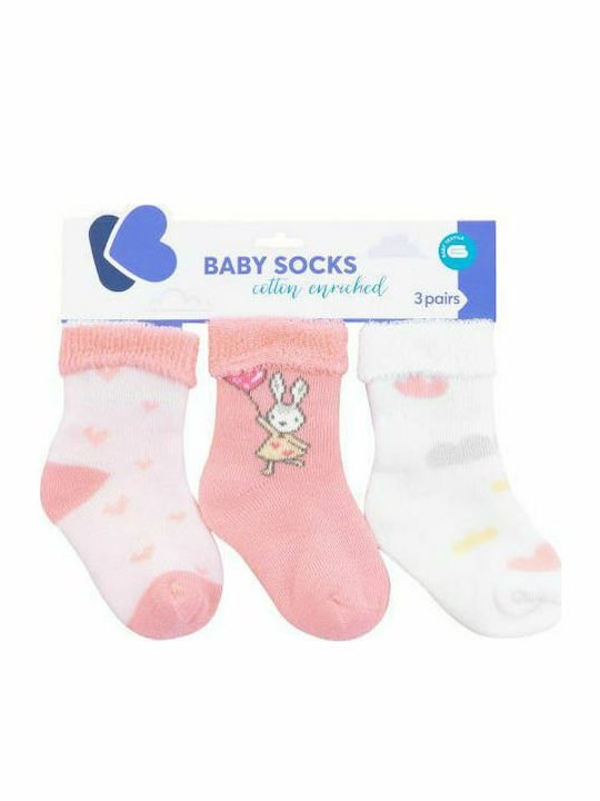 Kikka Boo Kids' Socks Knee-High Rabbits In Love Pink 3 Pairs