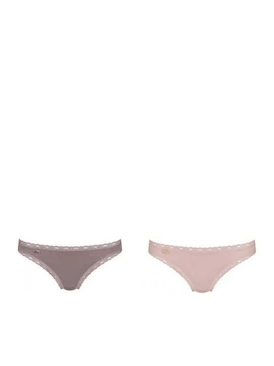 24/7 Weekend Βαμβακερά Γυναικεία Brazil 2Pack με Δαντέλα Beige/Puro