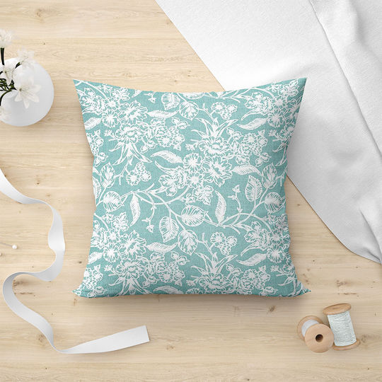 Lino Home Decorative Pillow Case Izal Made of 100% Cotton 601 Aqua 45x45cm