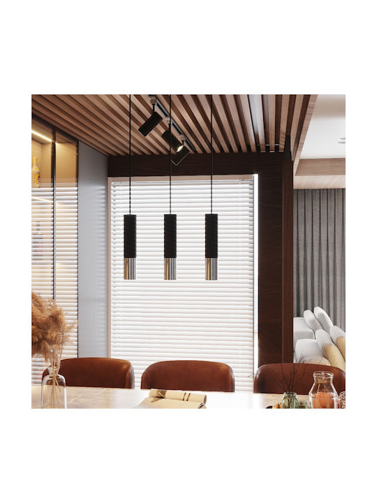 Sollux Loopez 3L Pendant Light Black Rail with Socket GU10 45x14x31cm