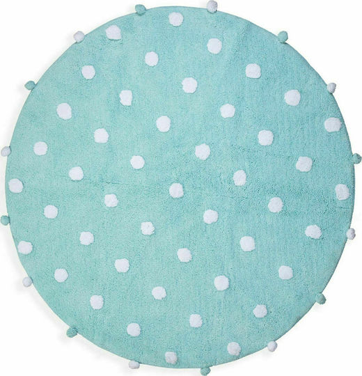 Nef-Nef Homeware Deco Time Kinder Teppich Hellblau Rund mit Durchmesser 120cm