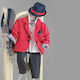 Lollipop Baptism Suit with Blazer for Boys Red K-135 6 Pieces