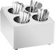 vidaXL Stainless Steel Utensil Holder 26.5x20cm 4 Positions