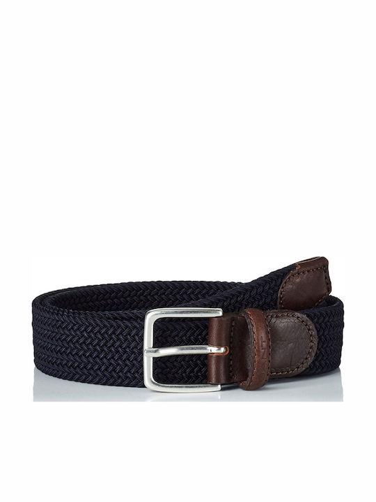 Elastic Men's Belt Fabric Knitted Navy Blue