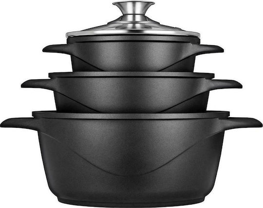 Smile Aluminum Black Pots Set 8 Pieces