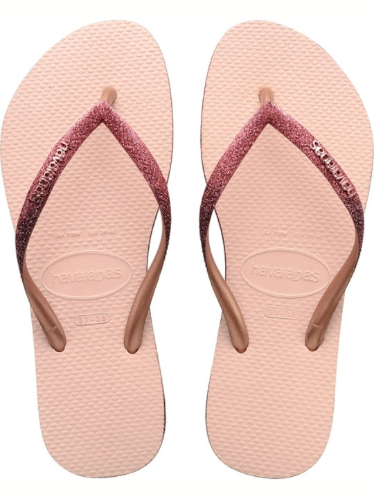 Havaianas Slim Sparkle II Σαγιονάρες σε Ροζ Χρυ...