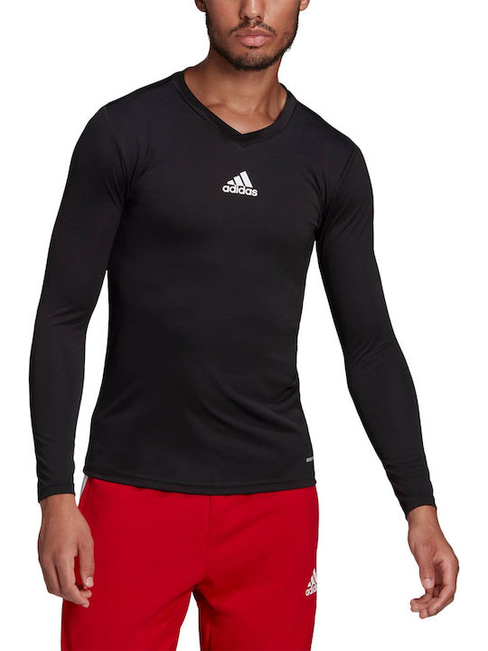 Adidas Team Base Ανδρική Αθλητική Μπλούζα Μακρυμάνικη με Λαιμόκοψη Τύπου V Μαύρη