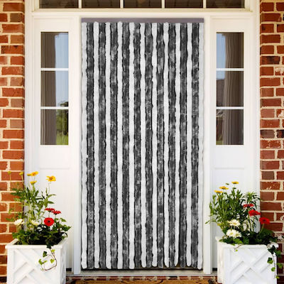 vidaXL Fabric Door Curtain Grey-White 120x220cm 315125