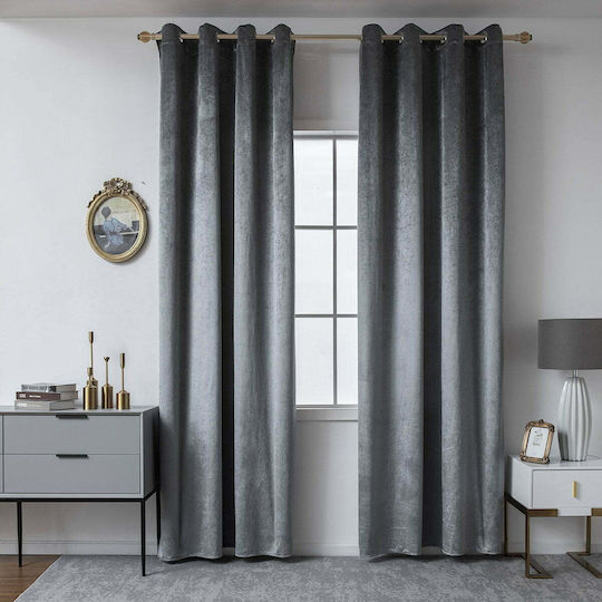 Beauty Home Κουρτίνα Συσκότισης με Τρουκς Γκρί 140x270εκ.