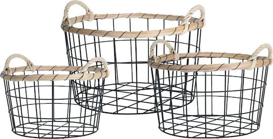 JK Home Decoration S/3 Metallische Dekorative Körbe