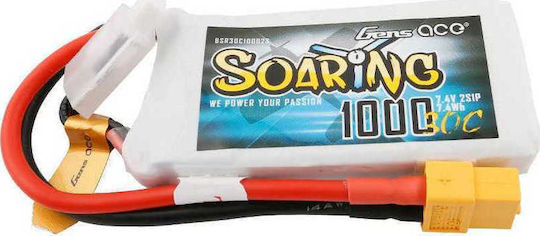 Gens Ace Soaring Μπαταρία Li-Po 7.4V 1000mAh 30C 2S XT60 για Τηλεκατευθυνόμενο