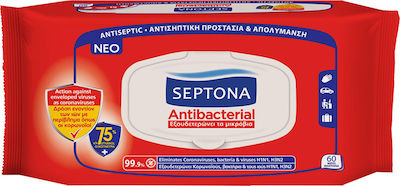 Septona Antibacterial Αντισηπτικά Μαντηλάκια Χεριών 60τμχ
