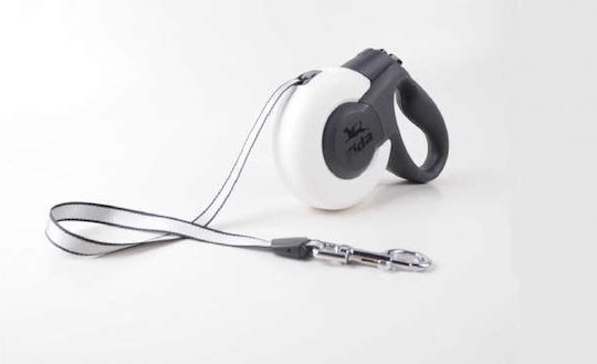 Fida Πτυσσόμενο Λουρί/Οδηγός Σκύλου Ιμάντας Mars Retractable Leash Tape 5m/60kg Λευκό σε Λευκό χρώμα 5m
