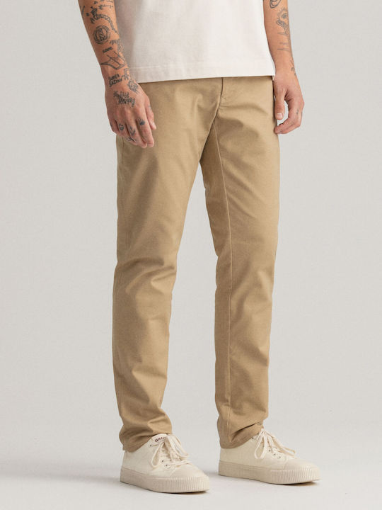 Trousers Chino Elastic in Slim Fit Beige