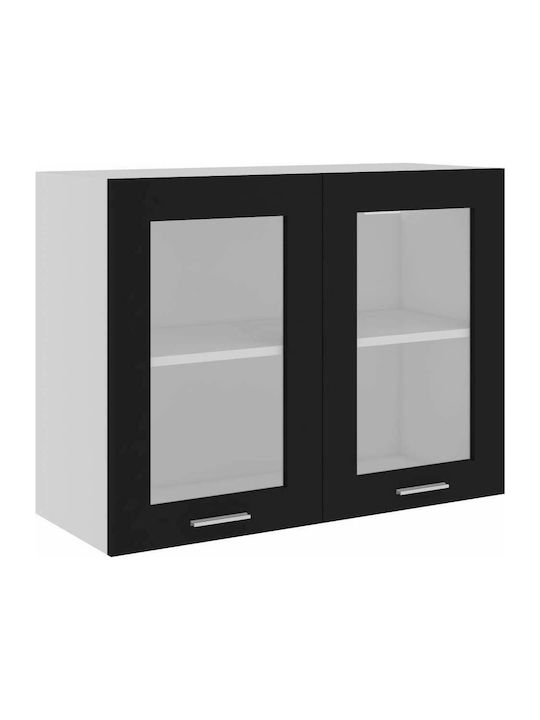 Wall Cabinet Μαύρο L80xW31xH60cm