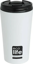 Ecolife Coffee Cup Стъкло Термос Неръждаема стомана Без BPA Бял 370мл