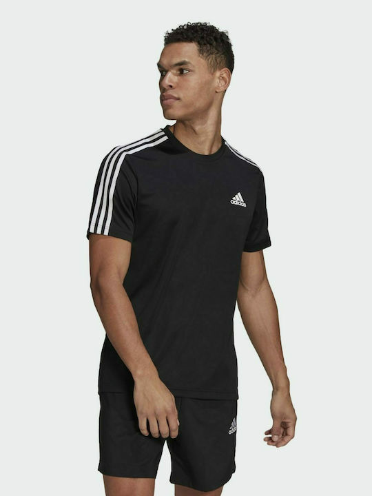 Adidas Designed To Move Sport 3-stripes Ανδρικό Αθλητικό T-shirt Κοντομάνικο Μαύρο