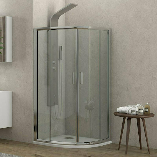 Karag New Flora 200 Καμπίνα Ντουζιέρας Ημικυκλική με Συρόμενη Πόρτα 90x90x180cm Clear Glass Karag New Flora 200 Καμπίνα Ντουζιέρας Ημικυκλική με Συρόμενη Πόρτα 90x90x180cm Clear Glass