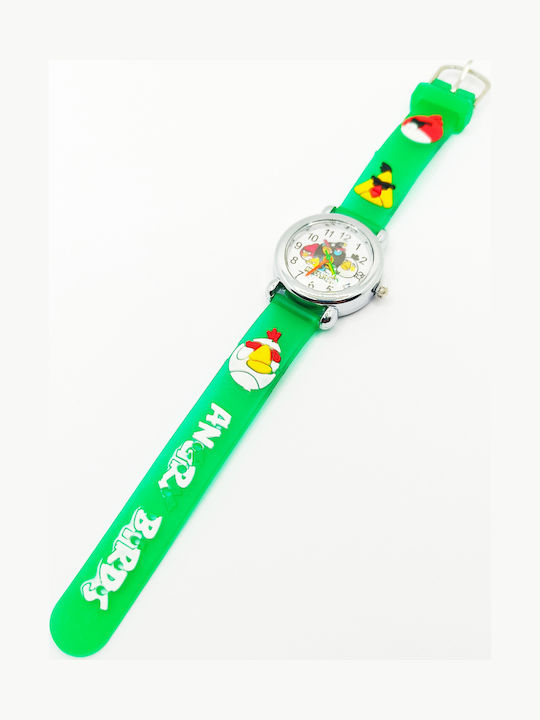 PS Silver Παιδικό Αναλογικό Ρολόι 28mm Angry Birds Πράσινο