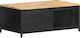 Rectangular Coffee Table from Solid Wood Black L90xW50xH37cm.