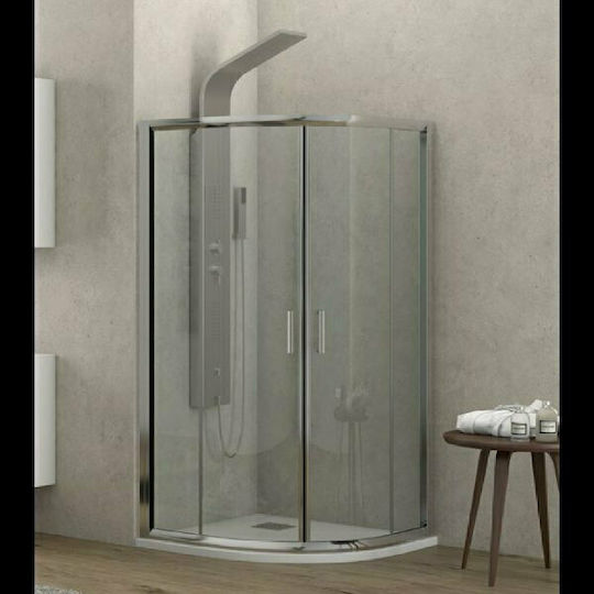 Karag New Flora 200 Kabine für Dusche Halbkreisförmig mit Schieben Tür 90x90x170cm Klarglas