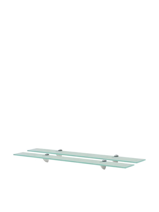 vidaXL 3051523 3051523 Wall Mounted Bathroom Shelf Glass with 2 Shelves 80x20x0.8cm