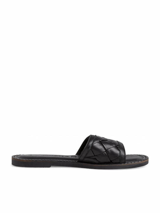 Leather Women's Flat Sandals Anatomic in Black Color