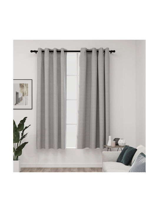 vidaXL Set Perdele Opace Cu Capse Gri 140x175cm