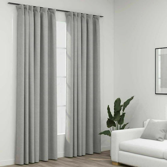 vidaXL Set Blackout Curtains With Pencil Pleat Gray 140x245cm