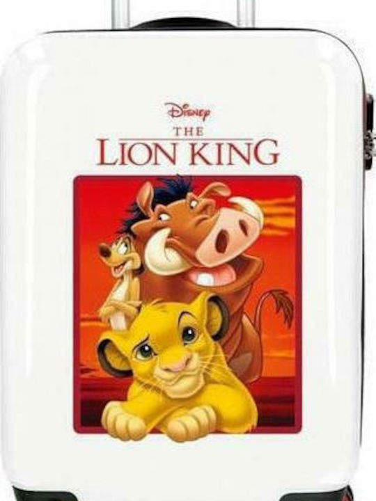 Disney Lion King Children's Cabin Travel Suitcase Hard White with 4 Wheels Height 55cm