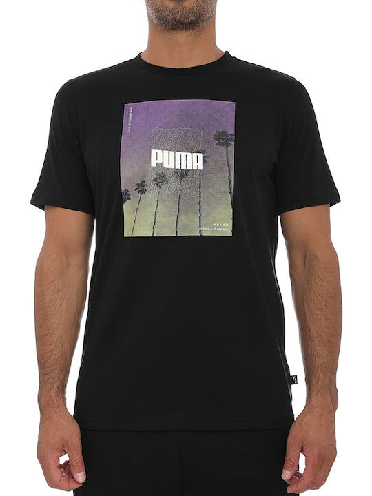 Puma T-shirt Bărbătesc cu Mânecă Scurtă Negru