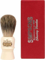 Simpsons Beaufort B1 Pure Badger Shaving Brush with Badger Hair Bristles 17mm White