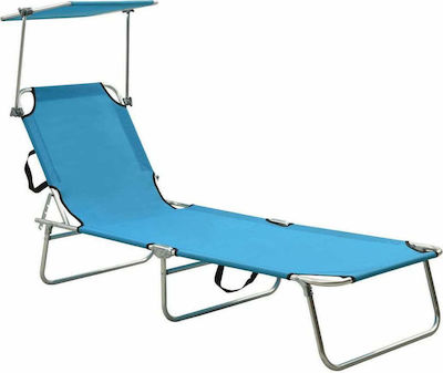 vidaXL Strandliegen Hellblau Faltbar mit Sonnenschirm 189x58x27cm. 1Stück