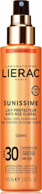 Lierac Sunissime Anti-Aging Global Milk Crema protectie solara Loțiune pentru Corp SPF30 în Spray 150ml