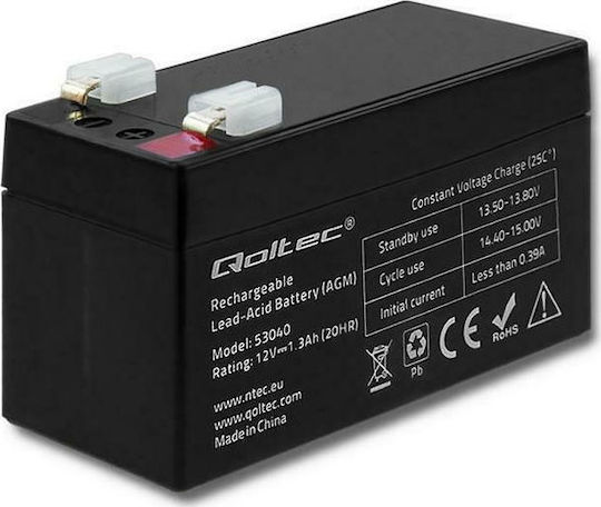 Qoltec UPS Battery with Capacity 1.3Ah and Voltage 12V 53040 1pcs