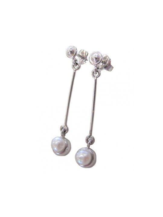 White Gold Earrings Pendant K14 Pearls