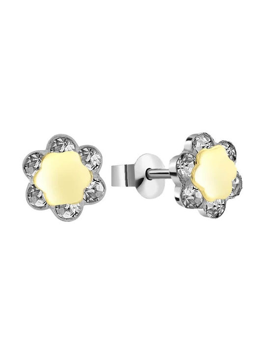 14K White gold stud earrings flower SK11400291