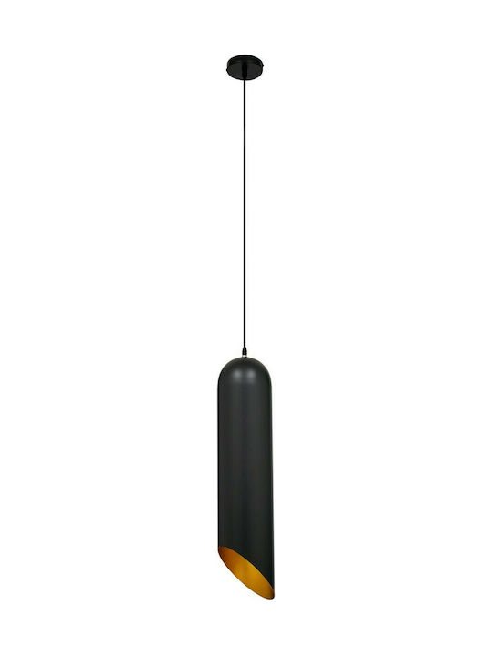 GloboStar Carson Μοντέρνο Κρεμαστό Φωτιστικό Μονόφωτο Καμπάνα με Ντουί E27 σε Μαύρο Χρώμα