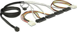 DeLock Mini SAS male - 4x SAS female Cable 1m Μαύρο (83391)