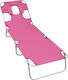 vidaXL Foldable Steel Beach Sunbed Pink with Pi...