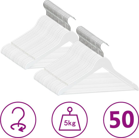 vidaXL Clothes Hanger White 289915 50pcs