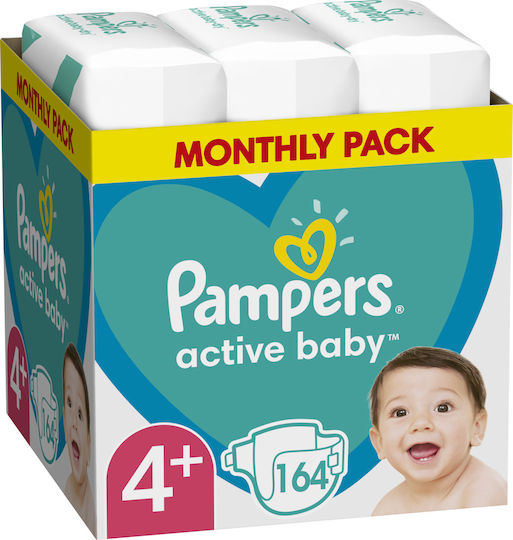 Pampers Памперси с Лента Active Baby № 4+ за 10-15 кг 164 Брой