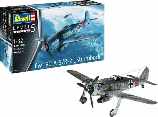 Revell Fw190 A-8/R-2 "Sturmbock" Figurină de Modelism Avion 168 Piese la Scară 1:32 28.2x32.7cm.