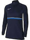 Nike Football Academy Women's Athletic Blouse Long Sleeve with Zipper Navy Blue