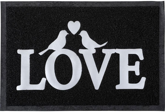 Entrance Mat Carpet with Anti-slip Backing Love Black 40x60cm