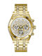 Guess Continental Ανδρικό Ρολόι 44mm Χρονογράφος Μπαταρίας με Χρυσό Μεταλλικό Μπρασελέ