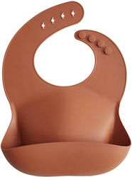 Mushie Αδιάβροχη Σαλιάρα Σιλικόνης με Κουμπί Clay με Τσέπη