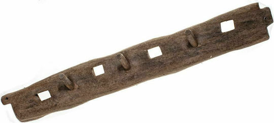 Synchronia Wall Hanger Wooden Shipwreck Brown 3 Hooks 75x7.5x10.5cm