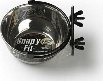 Midwest Snap'y Fit Ανοξείδωτο Μπολ Φαγητού & Νερού για Σκύλο με Βάση 300ml σε Ασημί Χρώμα